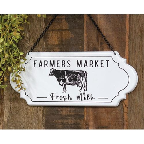 Farmers Market Fresh Milk Metal Hanging Sign