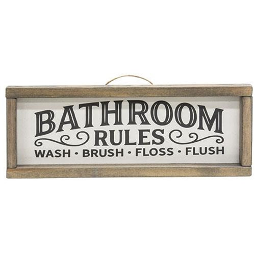 Bathroom Rules Framed Sign