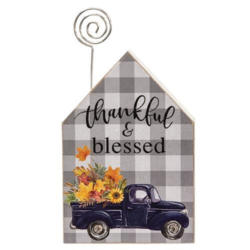 Thankful & Blessed Chunky House Photo Holder