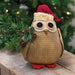 Stuffed Owl in Santa Hat w/Winter Greenery