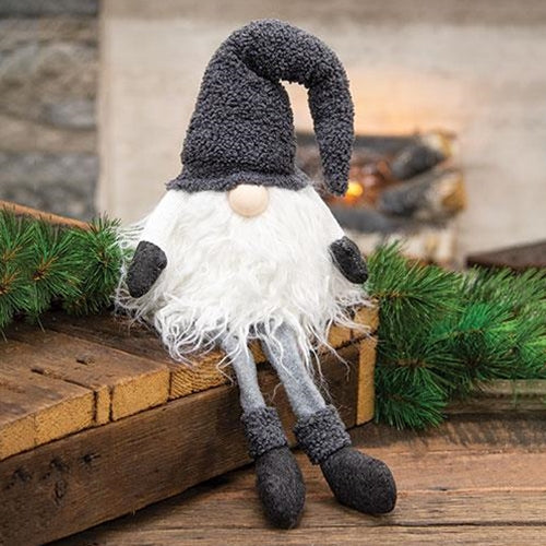 Dangle Leg Plush Santa Gnome w/Gray Hat