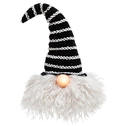 *Medium Black Hat Santa Gnome w/LED Light Nose