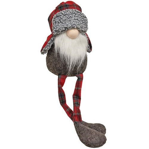 Large Dangle Leg Winter Plaid Gnome