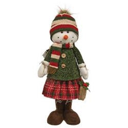 Nordic Christmas Plaid Snow Girl w/Extendable Legs