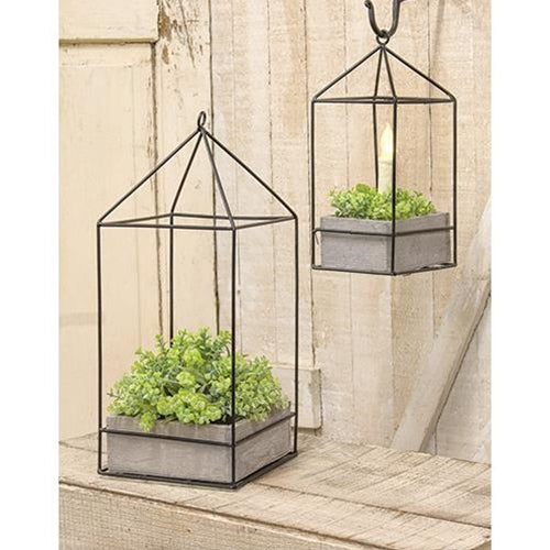 2/Set Wood Plant Holder w/ Metal Frame