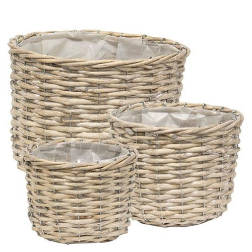 3/Set Graywashed Willow Planter Baskets
