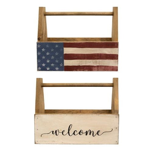 Double Sided Wooden Flag/Welcome Tote