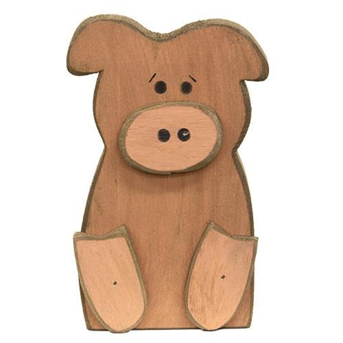 Distressed Wooden Sitting Piggy