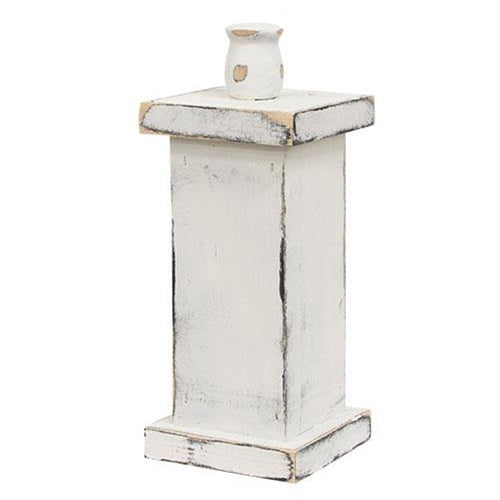 Tall Wooden Pedestal Taper Holder Farmhouse White