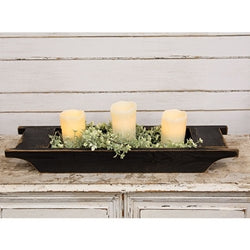 Distressed Wooden Candle Trencher Black