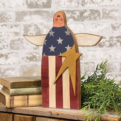 Distressed Wooden Americana Angel Sitter