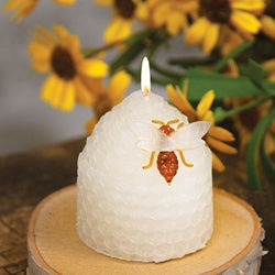 White Honeycomb Bee Charm Candle