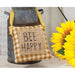 Bee Happy Mustard Check and Burlap Pillow Hanger