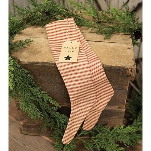 2/Set Red Ticking Stripe Fabric Stocking Ornament