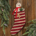 Hanging Striped "Merry Christmas" Stocking w/Snowman & Greenery