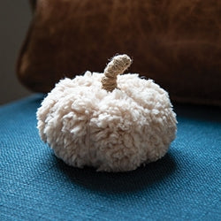 Ivory Sherpa Pumpkin w/Jute Stem Small