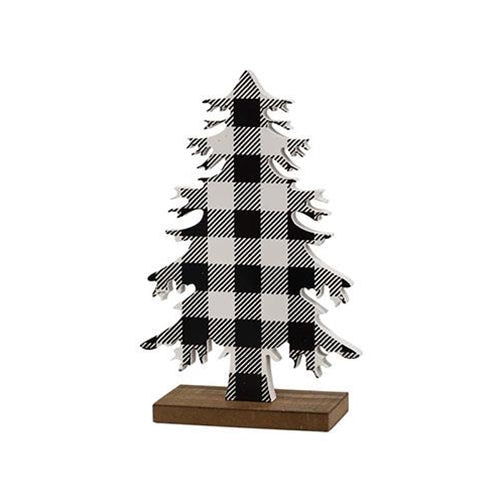 Black & White Buffalo Check Wood Tree Small