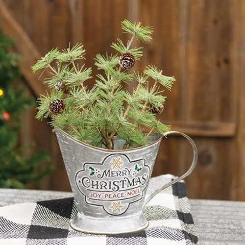 Merry Christmas Metal Coal Bucket 6" x 10"