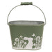 Bunny Embossed Green Oval Metal Bucket