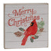 Merry Christmas Cardinal & Holly Square Block Sign