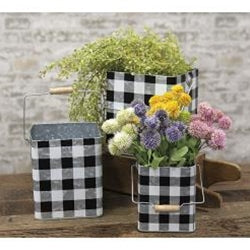 3/Set Black Buffalo Check Buckets