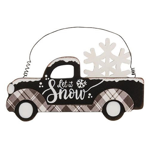 Let It Snow Truck Wood Hanger