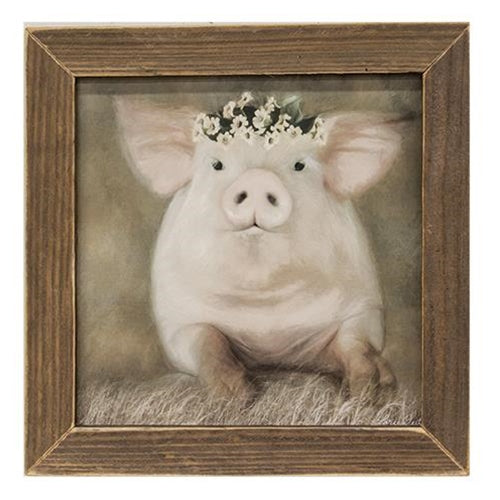 Painted Piggy Print Brown Stain Frame