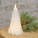 White Glittered Christmas Tree Timer Candle 8.5"H