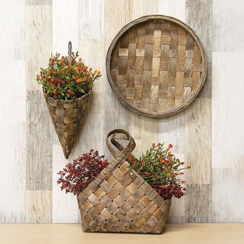 Rustic Woven Gathering Basket w/Loop Handles