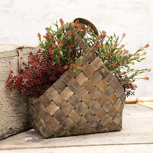 Rustic Woven Gathering Basket w/Loop Handles