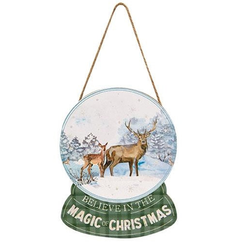 Believe in the Magic of Christmas Wooden Snowglobe Ornament