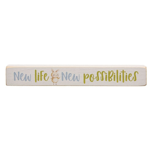 New Life New Possibilities Painted Wood Block 12"