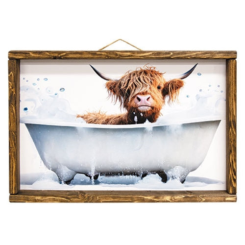 Highland Cow in Tub Framed Print 12x18
