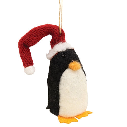 *Felted Santa Hat Penguin Ornament