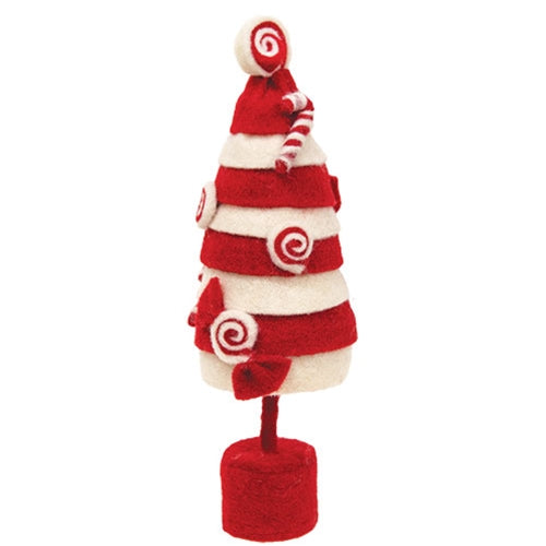 *Felted Red/Wht Striped Tree Ornament