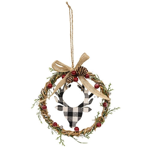 *Mini Wreath with Black & White Buffalo Check Deer