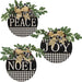 *Peace Joy Noel Black/White Buffalo Check Wood Hanging Sign 3 Asstd.