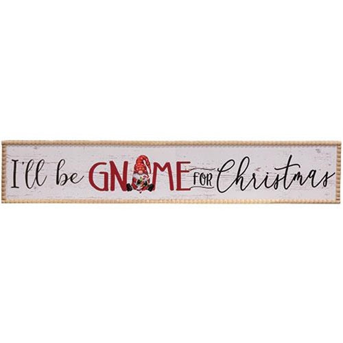 I'll Be Gnome For Christmas Beaded Wood Sign