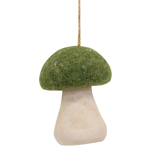 Felted Wooden Mushroom Ornament