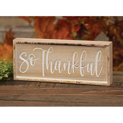 So Thankful Engraved Block Sign