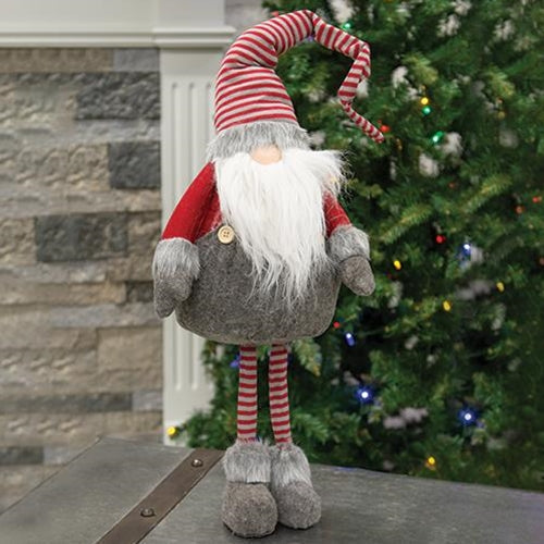 Large Standing Plush Red/Grey Gnome Santa