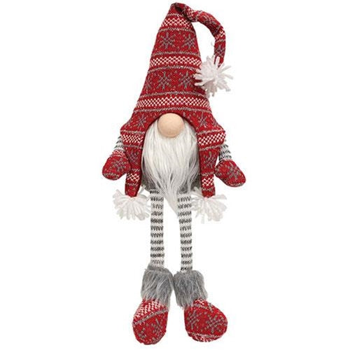 Small Red Sweater Dangle Leg Gnome