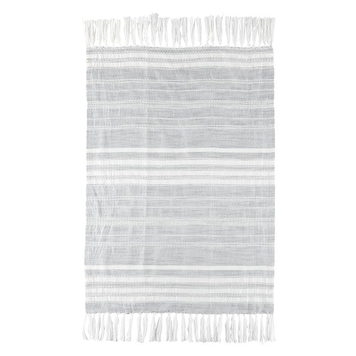 Grey & White Striped Fringed Towel Set Hand Towel Set