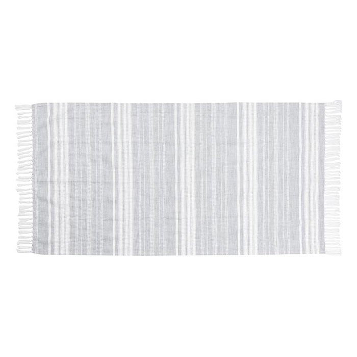 Grey & White Striped Fringed Towel Set Bath Towel Set