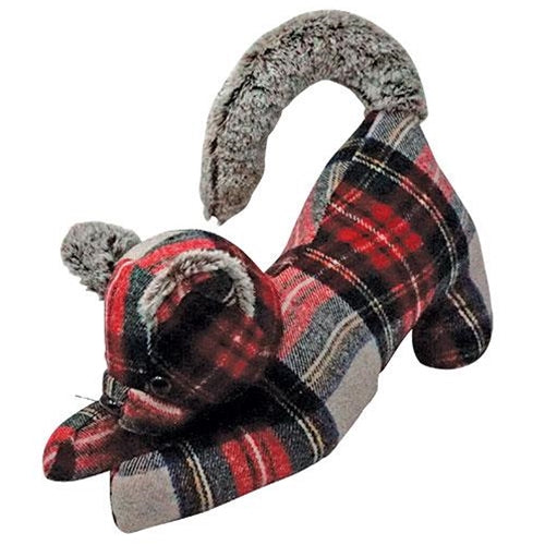 Red/Grey Plaid Cat Doorstop