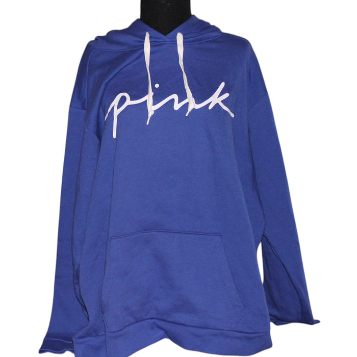 Pink Victoria’s Secret pull over hoodie, pink script logo XL