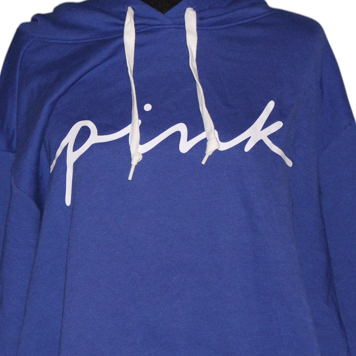 Pink Victoria’s Secret pull over hoodie, pink script logo XL