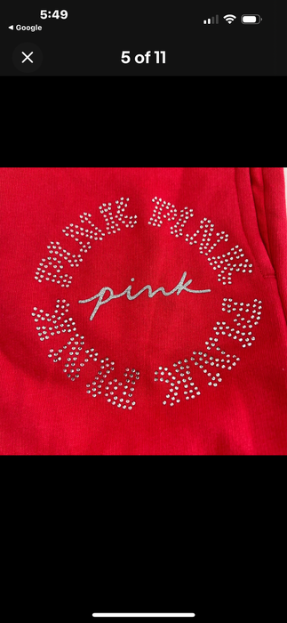 PINK Victoria’s Secret Relaxed Joggers Red Logo Bling XXL