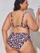 Plus Size Printed Drawstring Detail Bikini Set