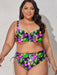 Plus Size Printed Drawstring Detail Bikini Set Multicolor